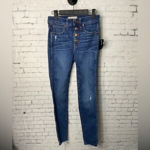 Madewell Women 10" High Rise Skinny Raw Hem Exposed Button Fly Denim Jean